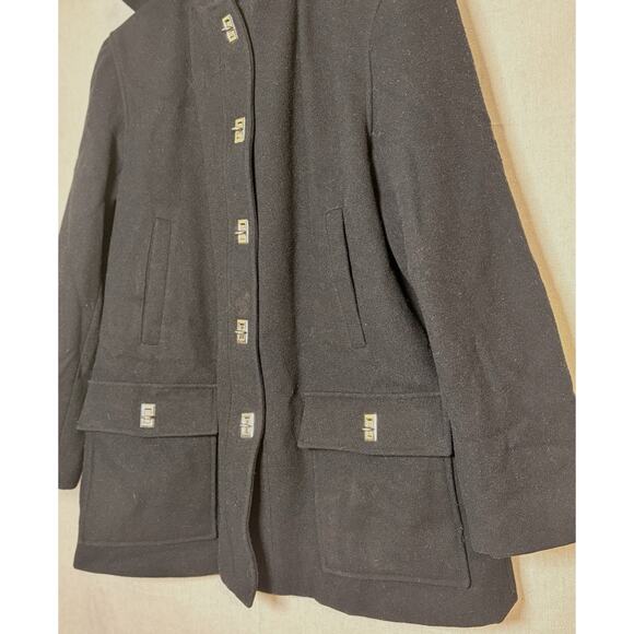 Braetan Women’s Sz M Wool Outdoor Hooded Coat Black Long Sleeve Lined - Picture 3 of 5